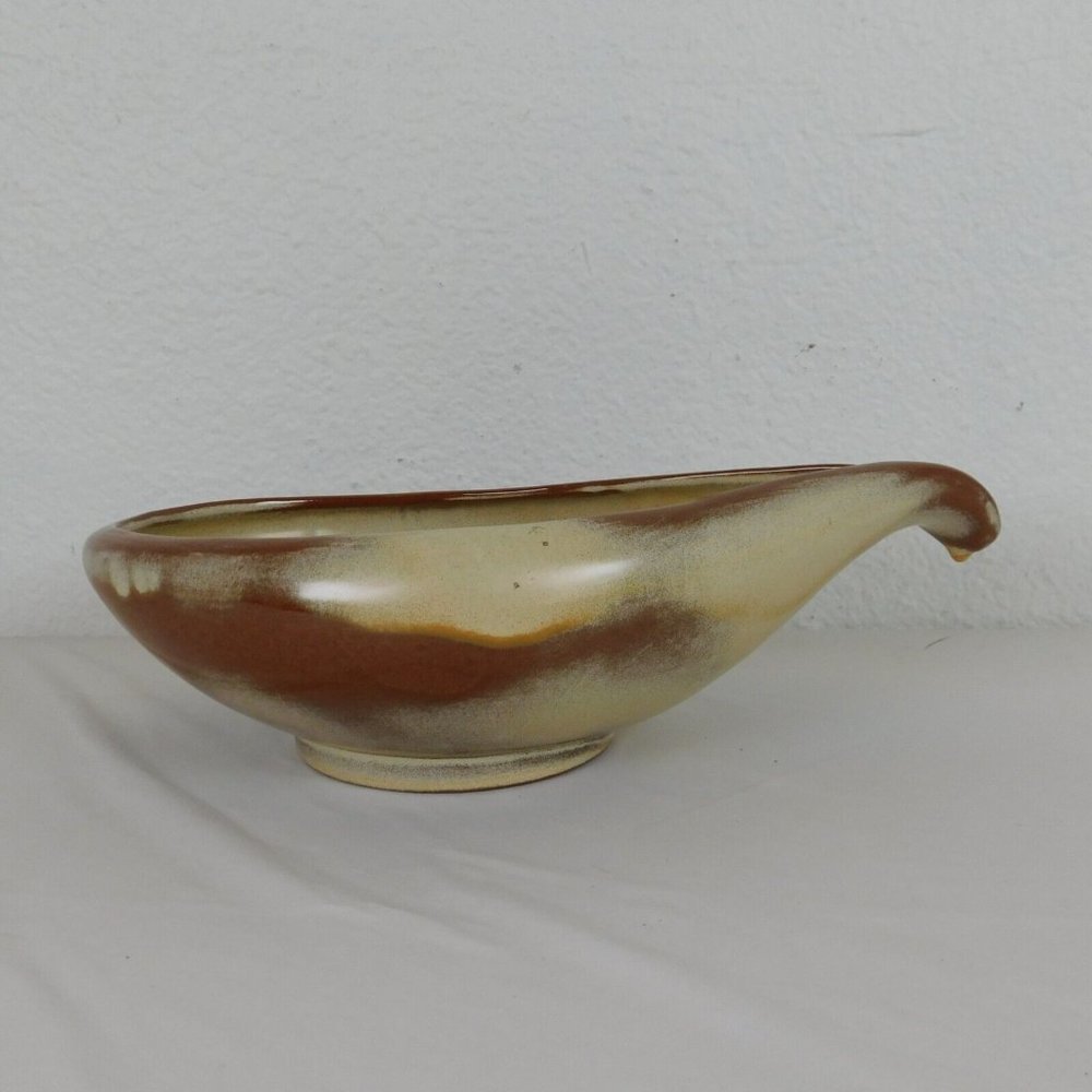 Frankoma 214 Brown Centerpiece Bowl Stoneware Clay Decorative 11.5" Lg x 3.5" H